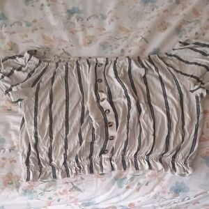 H&M Off-Shoulder Blouse with Black Stripes